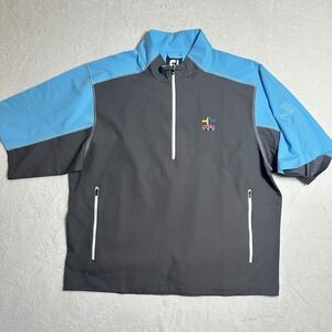 FootJoy Mens Sport SS Windshirt XL Gray Blue 1/4 Zip Golf Pullover Windbreaker